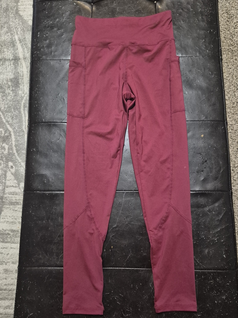 SHEIN Burgundy High-Waist Active Leggings with Side Pockets